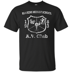 Stranger Things - Hawkins Middle School AV Club Weathered White av club T Shirt & Hoodie