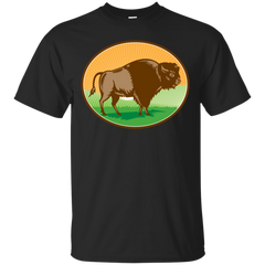 AMERICAN BISON OVAL WOODCUT - American Bison Oval Woodcut T Shirt & Hoodie