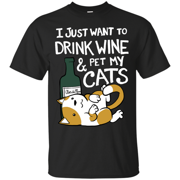 ALCOHOL - Drink Wine and Pet Cats T Shirt & Hoodie