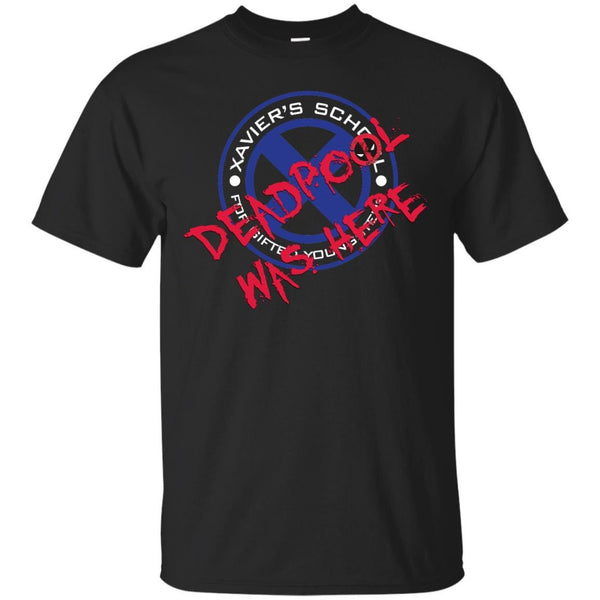 MARVEL COMICS - Deadpool was here Xaviers School Blue  White T Shirt & Hoodie