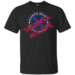 MARVEL COMICS - Deadpool was here Xaviers School Blue  White T Shirt & Hoodie