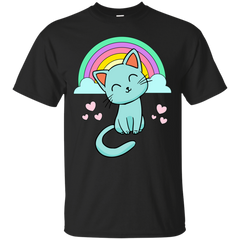 Mom - Cute Kitty Cat With Rainbow  Hearts Girls  T Shirt & Hoodie