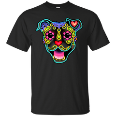AMERICAN PITBULL - Smiling Pit Bull in Brindle  Day of the Dead Pitbull Sugar Skull Dog T Shirt & Hoodie