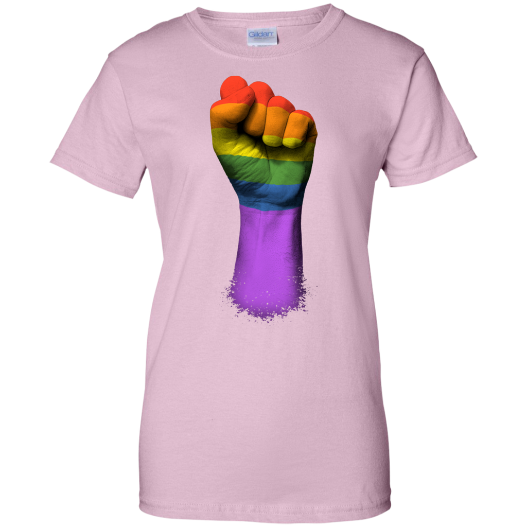 LGBT - Gay Pride Rainbow Flag on a Raised Clenched Fist gay pride T Shirt & Hoodie