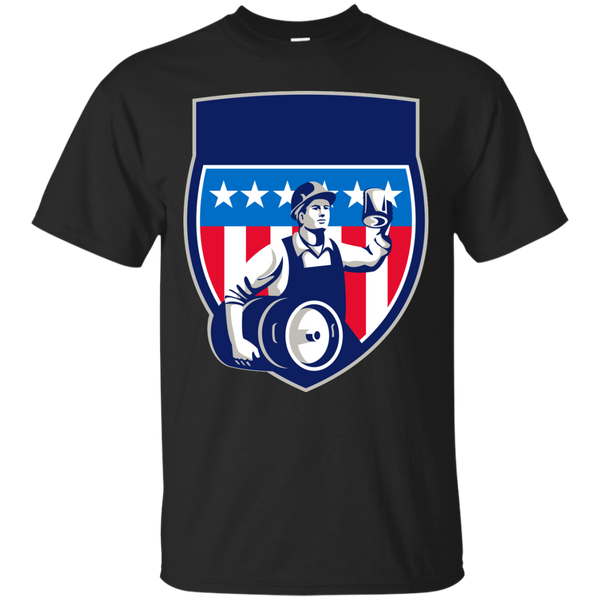 AMERICAN CONSTRUCTION WORKER BEER KEG CREST RETRO - American Construction Worker Beer Keg Crest Retro T Shirt & Hoodie