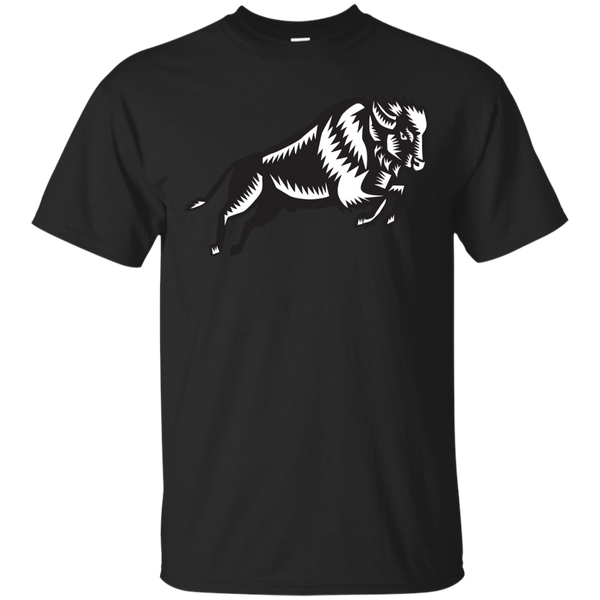 AMERICAN BISON BUFFALO JUMPING WOODCUT - American Bison Buffalo Jumping Woodcut T Shirt & Hoodie