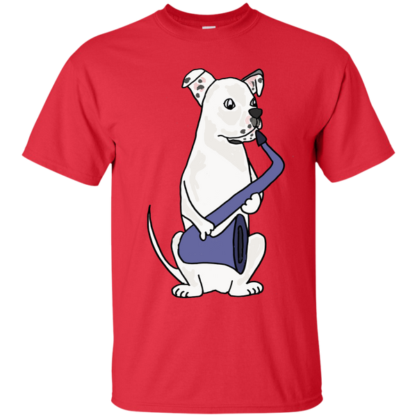 AMERICAN BULLDOG - Funny White American Bulldog Playing Saxophone T Shirt & Hoodie