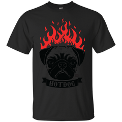 Biker - Pug on Fire  Hot Dog T Shirt & Hoodie