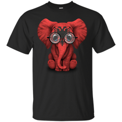 ALBANIA - Baby Elephant with Glasses and Albanian Flag T Shirt & Hoodie