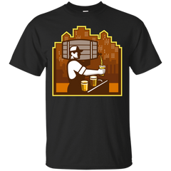 BARTENDER POURING BEER KEG CITYSCAPE RETRO - Bartender Pouring Beer Keg Cityscape Retro T Shirt & Hoodie