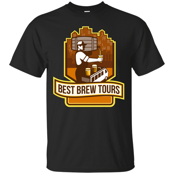 BARTENDER POURING BEER KEG CITYSCAPE CREST RETRO - Bartender Pouring Beer Keg Cityscape Crest Retro T Shirt & Hoodie