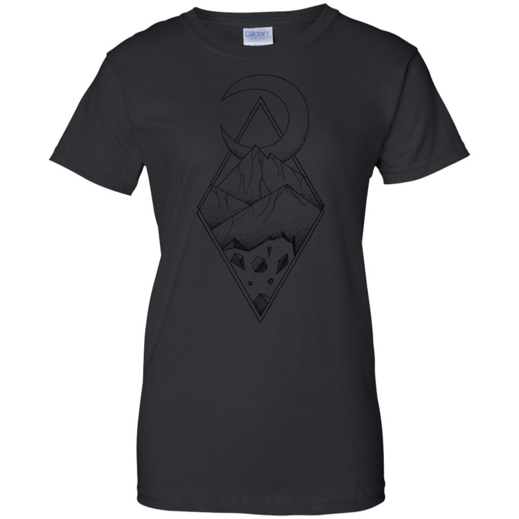 Camping - Geometric mountain in a diamonds with moon tattoo style  black and white mountain T Shirt & Hoodie
