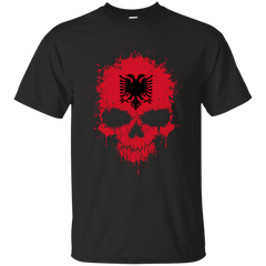 ALBANIA - Chaotic Albanian Flag Splatter Skull T Shirt & Hoodie