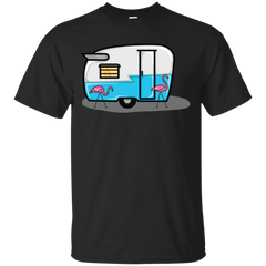 Camping - Retro blue flamingo campers retro T Shirt & Hoodie