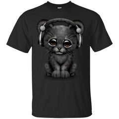 BLACK PANTHER - Cute Black Panther Cub Dj Wearing Headphones T Shirt & Hoodie