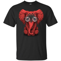 ALBANIA - Baby Elephant with Glasses and Albanian Flag T Shirt & Hoodie