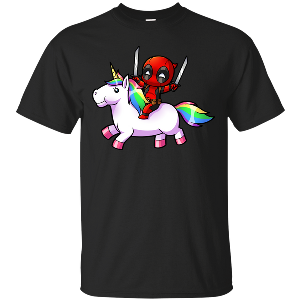 DEADPOOL - Deadpool on a Unicorn T Shirt & Hoodie