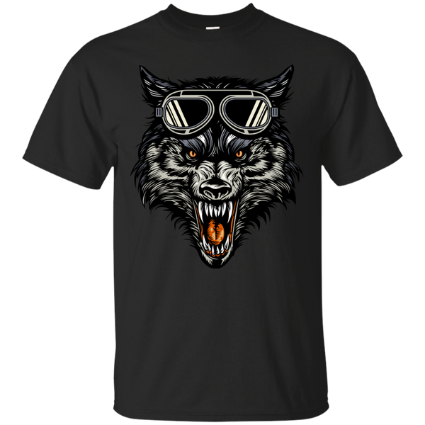 Biker - Angry Wolf Head Wearing A Goggle T Shirt & Hoodie