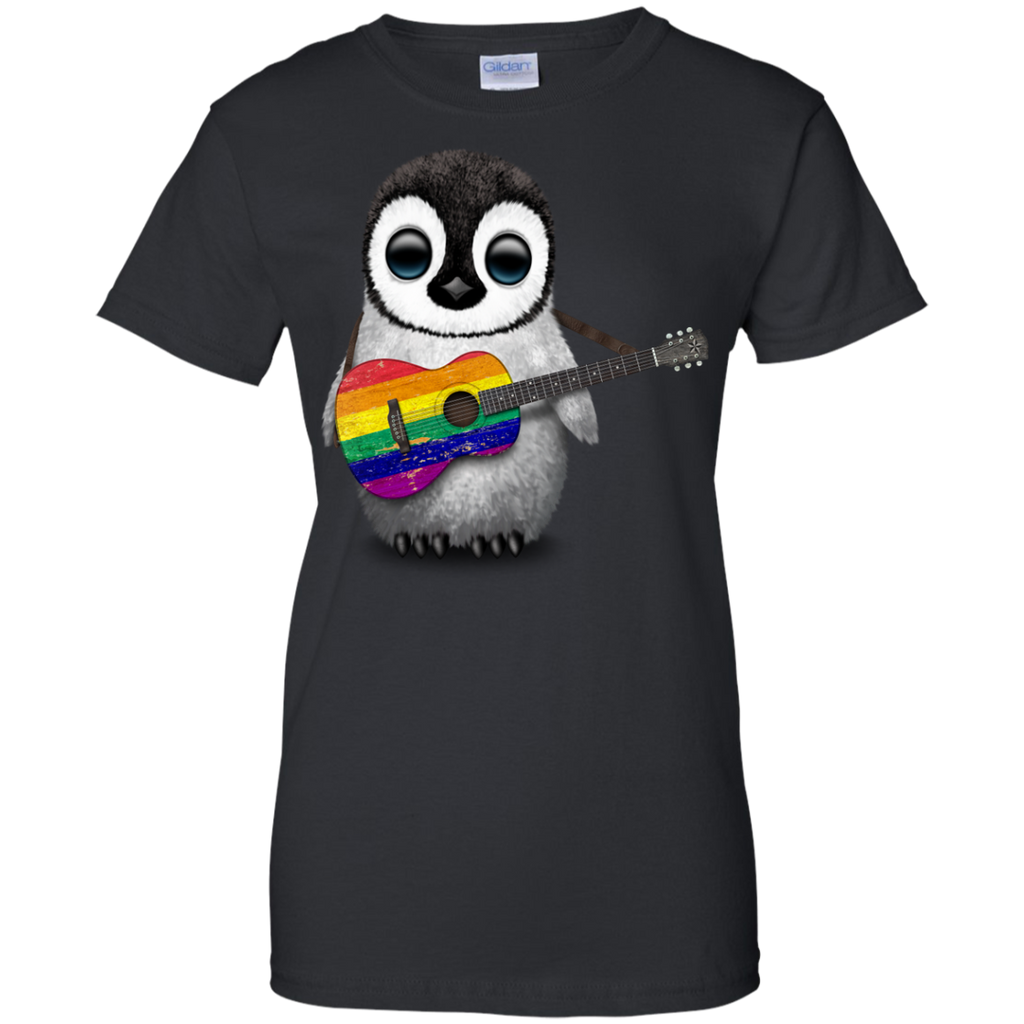 LGBT - Baby Penguin Playing Gay Pride Rainbow Flag Guitar gay pride T Shirt & Hoodie