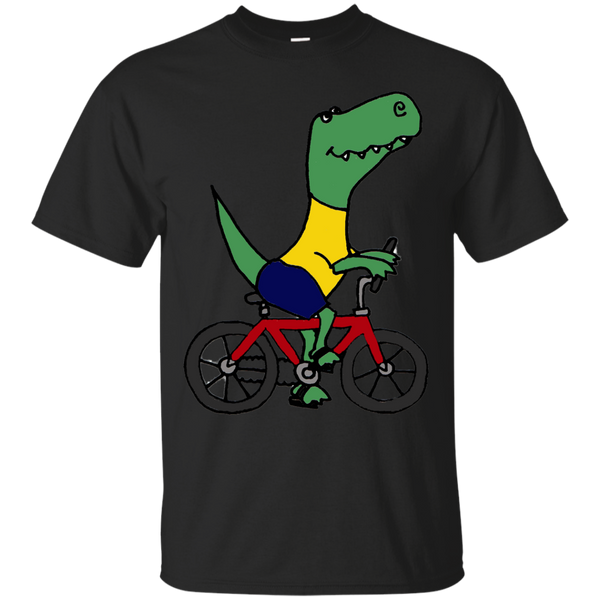 Biker - FUNNY CUTE GREEN TYRANNOSAURUS REX DINOSAUR ON BICYCLE T Shirt & Hoodie