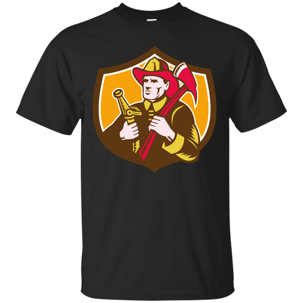 Firefighter - Fireman Firefighter Axe Hose Crest Woodcut emergency worker T Shirt & Hoodie