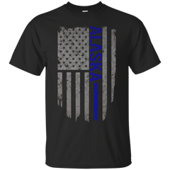 ALASKA THIN BLUE LINE - Alaska Thin Blue Line American Flag TShirt T Shirt & Hoodie