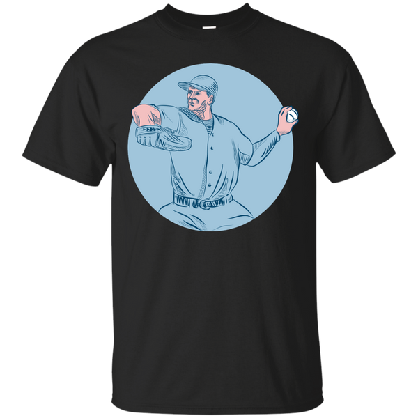 BASEBALL PITCHER THROWING BALL CIRCLE DRAWING - Baseball Pitcher Throwing Ball Circle Drawing T Shirt & Hoodie
