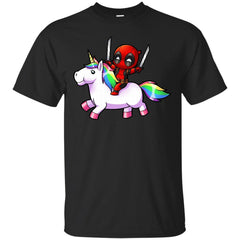 DEADPOOL - Deadpool on a Unicorn T Shirt & Hoodie