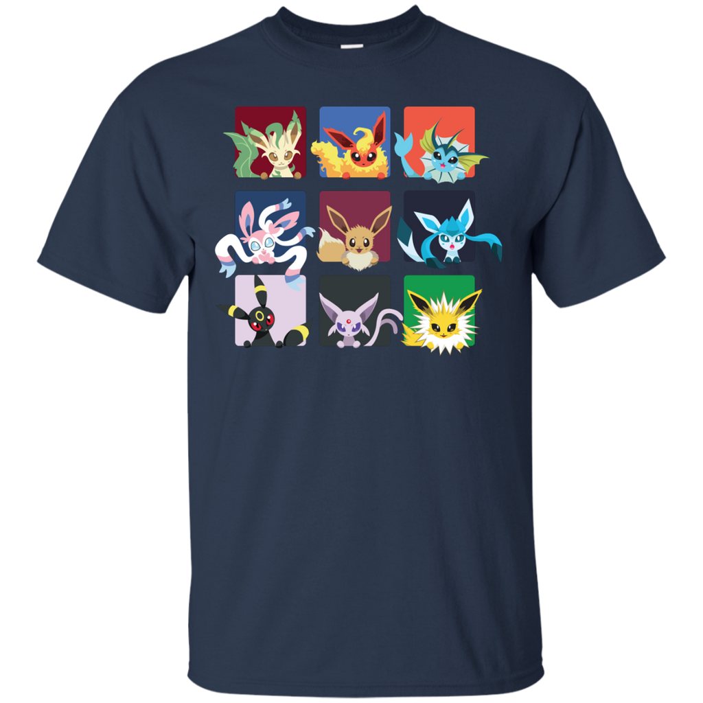Men's Pokemon Colorful Eeveelutions Animals T-Shirt - Black - 2X Large