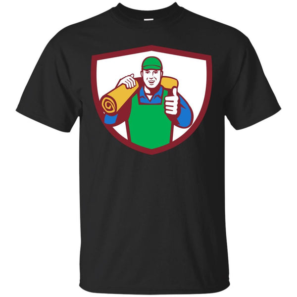 CARPET LAYER - Carpet Layer Carry Mat Thumbs Up Shield Retro T Shirt & Hoodie