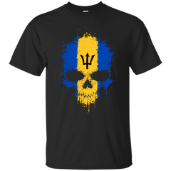 BARBADOS - Chaotic Barbados Flag Splatter Skull T Shirt & Hoodie